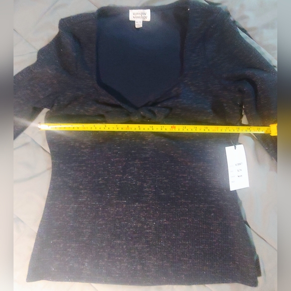 Unique Vintage Navy Blue Tweed Maxine Top - Picture 8 of 8